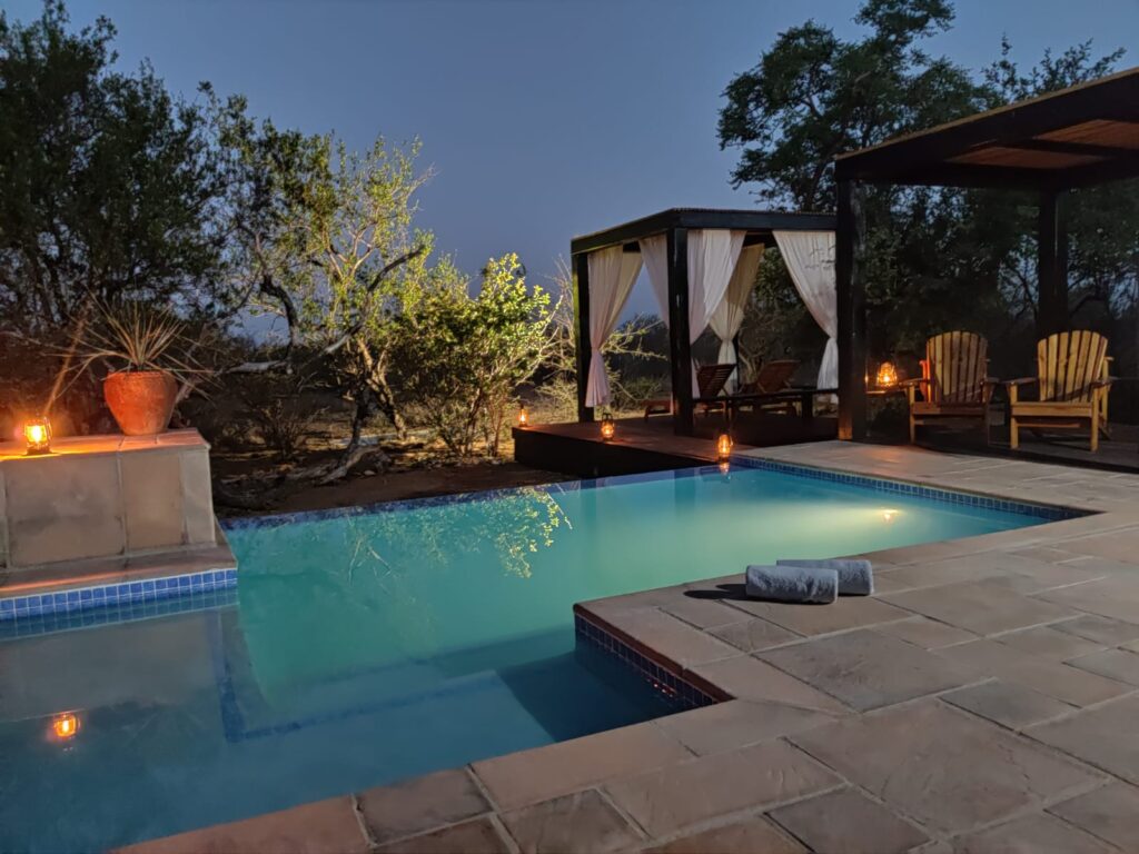 The Baobab Bush Lodge Pool by night 2025